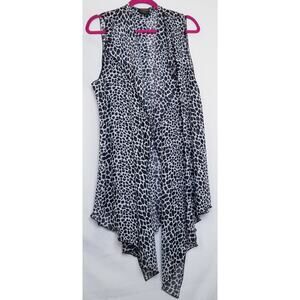 Covered Perfectly Women's Sheer Black & White Open Drape Vest Cover Up One Size